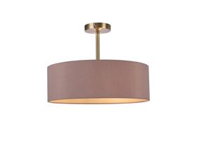 DK0700  Baymont 45cm Semi Flush 3 Light Antique Brass, Taupe/Halo Gold